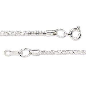 Chain, silver-plated steel, 5x3.5mm heavy cable, 18 inches with lobster ...