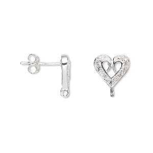 Earring, silver-plated steel, 9x8mm filigree heart with 5 loops. Sold ...